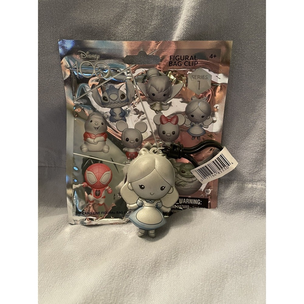 Walt Disney 100 Series 1 Figural 3D Keychain Bag Clip - Silver Alice